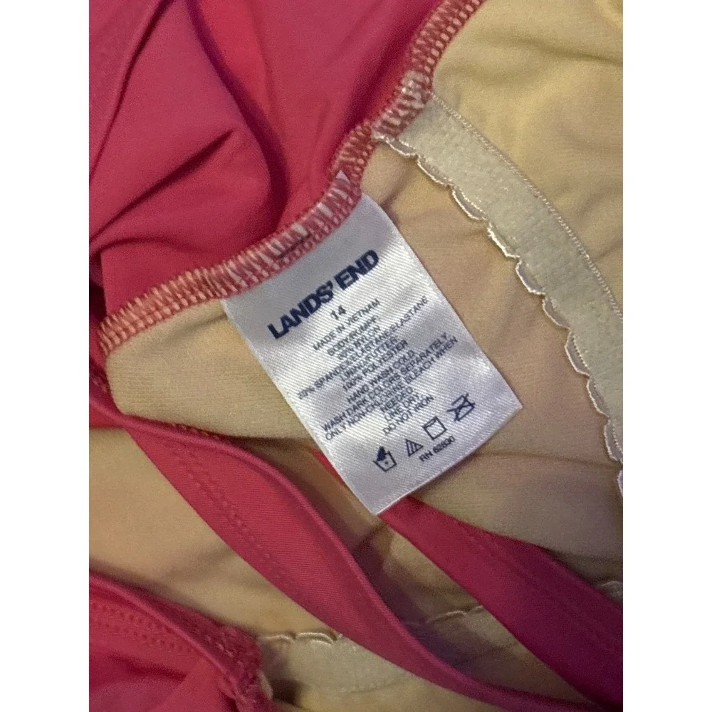 Lands' End Girl's Fuchsia Crossback‎ Tank One Piece Swimsuit, Size 14